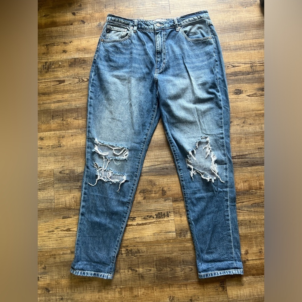 KanCan Women's High Rise Ripped 100% Cotton Blue Jeans Plus Size 13/30